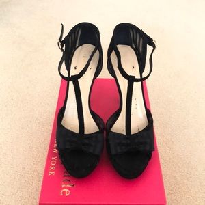Kate Spade Graham black stripe suede and mesh heel